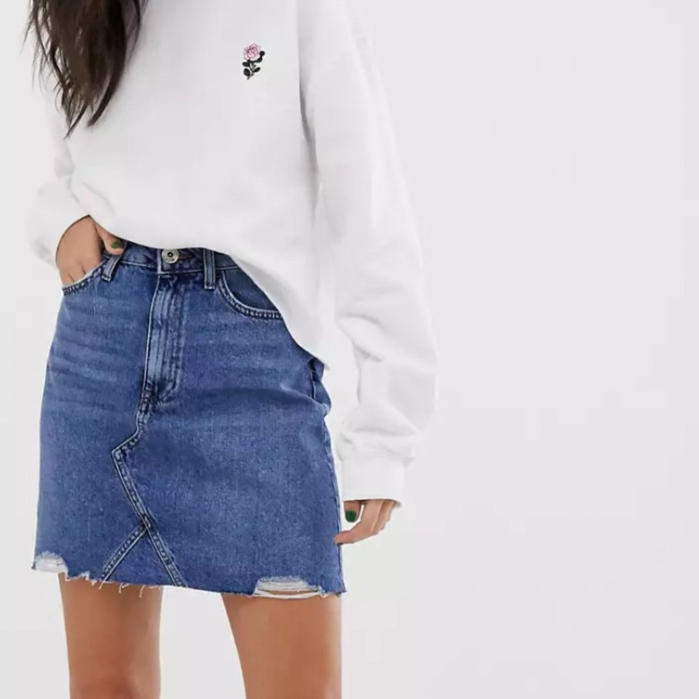 River Island denim mini skirt in midwash